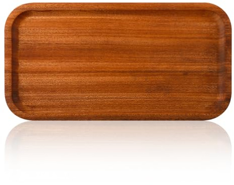 Lotsdonxia Ebony Wood Tray, Rectangular Wood Grain Tabletop Snack Fruit Coffee Tea Set Tray for Dresser, Living Room, Hotel, Tea Room, Inn and Cafe and Other Occasions