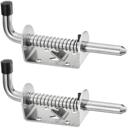 2 Pcs Spring Loaded Latch Pin, 128mm Latch Pin, 5 Inch Barrel Bolt Lock, Heavy Duty Galvanized Steel Pin with Rubber Grip, Secure Door Latch for Yard Gate, Shed Doors, Tailgates, Trailers and Garage