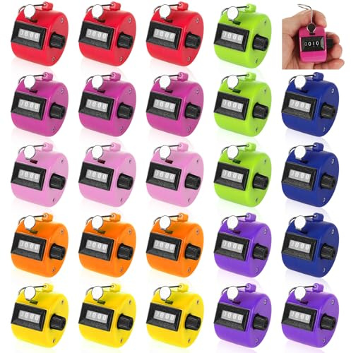LDHHYH 24 Pack Clicker Counter, Hand Tally Counter Clicker, 4 Digit Mechanical Palm Pitch Counter Clicker for Counting Numbers Golf Sports Events Office Stadium