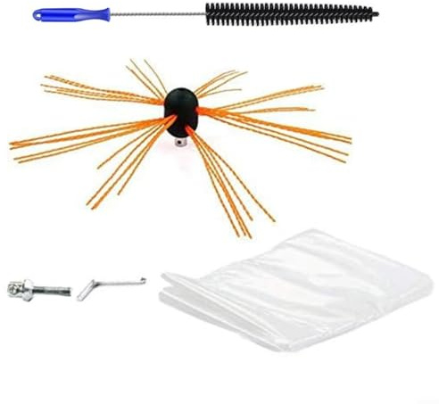 EXTRWORY Chimney Sweep Kit Brush Flexible Cleaning Kit Metal Nylon Bristles Lightweight Orange Handling For Residential Commercial Maintenance(Five-piece set)