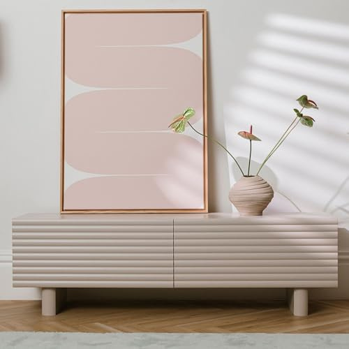 Lowboard TURKU 150 cm mit Lamellenfronten, Kaschmir – TV Möbel mit 2 Klapptüren und Push to Open Funktion, Stauraum für Mediengeräte und Zubehör, modernes Wohnzimmermöbel im minimalistischen Design