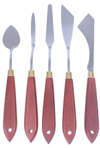 Gogogmee Spatole per Pittura Olio con Manico in Legno Spatola per Modellare Scolpire e Mescolare Colori su Tela Acciaio Inossidabile Antiruggine per e Pittori
