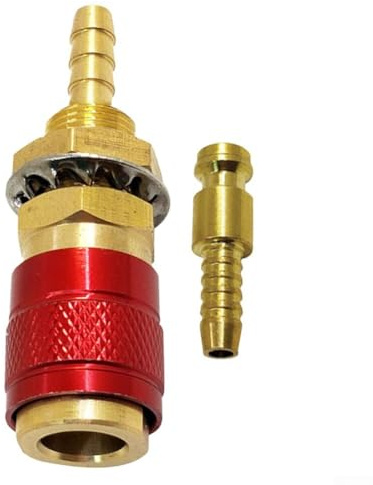 Gas- und Wasser-Schnellverbinder 8 mm für WIG-Schweißmaschinen 12/18/20/27, Messing-Schlauchkupplung mit 12 mm Gewinde, 6 Stück (rot)