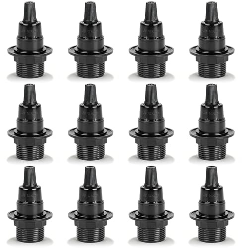 12er Set E14 Lampenfassung, 250V 2A Bakelit Lampensockel, Fassung Kunststoff für Tischlampe Stehlampe, LED CFL-Lampen Glühlampen, Werkzeuglose Montage, Schwarz