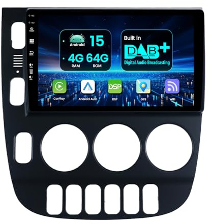 MISONDA Radio Coche Android 15 Autoradio Integrado Dab+ para Mercedes-Benz M-Klasse W163 ML 350 (1998-2002) - 4G+64G - Cámara Gratuita - 9 Pulgadas IPS - GPS SWC/WiFi/BT/Carplay/RDS