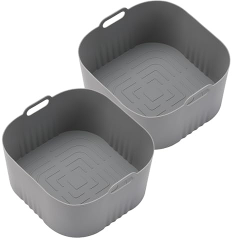 FUANA Silicone Air Fryer Liners 17x17.5x8cm Non-Stick Heat Resistant for HD9252 HD9200 HD9255 Easy Clean Baking Roasting Steaming 2 Pack Kitchen Cookware