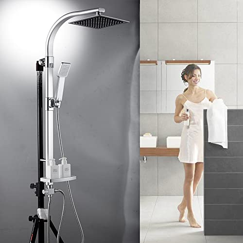 GDMDPTE Ensemble de Douche de Luxe avec pommeau de Douche intégré, Colonne de Douche, Flexible et Porte-Savon, Finition chromée.