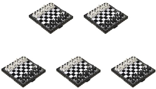Set di Scacchi e Tavola di Dama in Miniatura Portatile con Magneti, Gioco Educativo Riusabile, Pieghevole, Ideale per Viaggi, Campeggio e Divertimento all'Aperto, Confezione da 5 pezzi