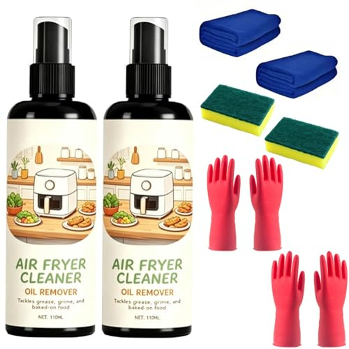 Limpiador y desengrasante para freidora de aire 2 en 1, espuma desengrasante de cocina rápida, removedor de grasa multifuncional para alimentos quemados, horno, parrilla (2pcs)