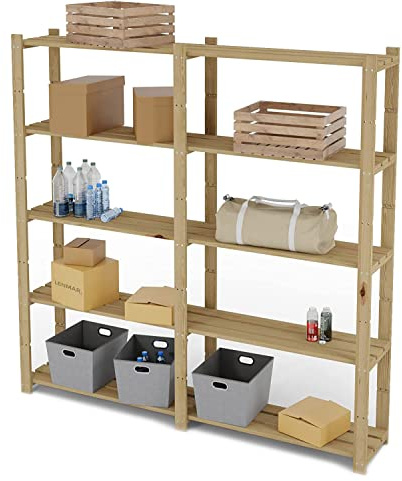 Len Mar.de HOLZREGAL aus 17 mm Holz BÜCHERREGAL MASSIVHOLZREGAL KELLERREGAL BÜROREGAL Serie B (170.0 x 170.0 x 38.0 cm 5 böden, B-03)