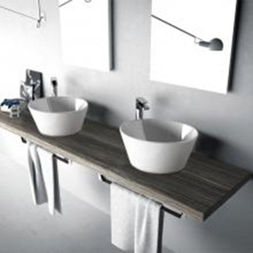 Lavandino Lavabo tondo Design Appoggio Wire 43 cm in Ceramica Bianco