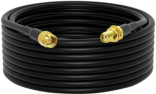 YILIANDUO RG58 10 Metros Cable de Extensión Coaxial de baja pérdida SMA Macho a SMA Hembra Extensión Cable Aplicaciones de Radio Cobre Puro de Antena WiFi para 3G 4G LTE Ham Radio GPS ADS-B WiFi