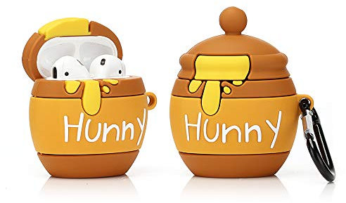 LEWOTE en Silicone Airpods Couverture Mignonne Drôle Compatible pour Apple Airpods 1 et 2 [Série Fruits et Aliments] (Pot de Miel)