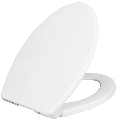 Luxe Bidet LUXE TS1008E Toilettensitz, länglich, bequeme Passform, mit Absenkautomatik, Quick-Release-Scharnieren, rutschfeste Stoßstangen (weiß), Elongated