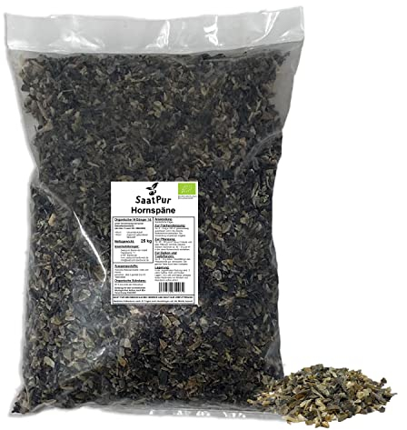 SaatPur® Hornspäne Naturdünger 25 kg, 100% natürlicher Dünger mit 14% Stickstoff für Gemüse- und Ziergarten, Natürlicher Stickstoffdünger und Gartendünger mit Langzeitwirkung