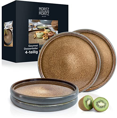 Moritz & Moritz 4x Piatti Ceramica 21,5 cm - Set di Piattini Dessert in gres come piatto da dessert, piatto per torte, piatto per la colazione - Set di stoviglie da servire
