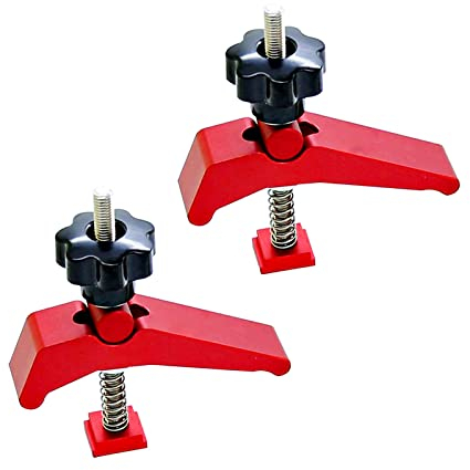 YWNYT 2 Stück T-Track Halteklemmen T-Nut Schienenklemm Set Schnellspanner Niederhalter T-Nut T-Schienensatz Holzbearbeitungswerkzeuge