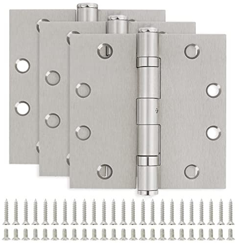 TDCHINGES Heavy Duty Door Hinges Brushed Nickel 4.5 Inch x 4 1/2 Square