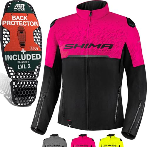 SHIMA DRIFT LADY motorcykeljacka för kvinnor lätt andningsbar sommar nät dam stad motorcykeljacka med CE rygg axel armbåge skyddsdynor bredd justerbar kvinna (rosa, XS)