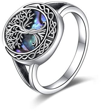 YAFEINI Baum des Lebens Ringe Sterling Silber Keltischer Knoten Baum des Lebens Ringe Stammbaum Schmuck Geschenke für Frauen