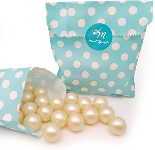 Pack regalo 12 Perlas de baño aromatizada en forma de bola - Con aceite de soja - Hidratante y aromática - Hidrata, suaviza y perfuma la piel - Aroma Coco