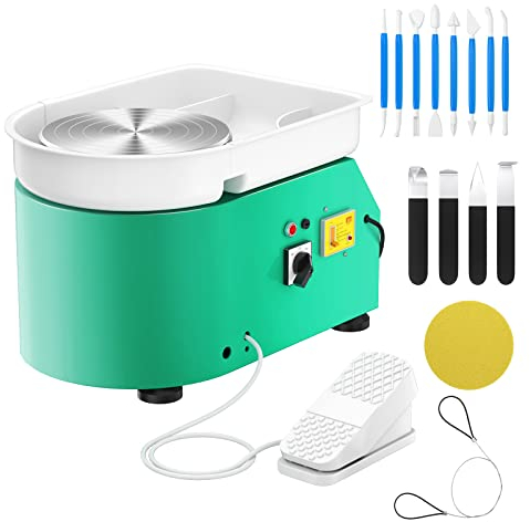 VAYOTOY Elektrische Töpferscheibe Maschine 25CM 350W Professionelle Keramik Clay Maschine mit Unabhängigem Fußpedal Töpferscheibe Formmaschine für Erwachsene, Töpferanfänger, Töpferstudio