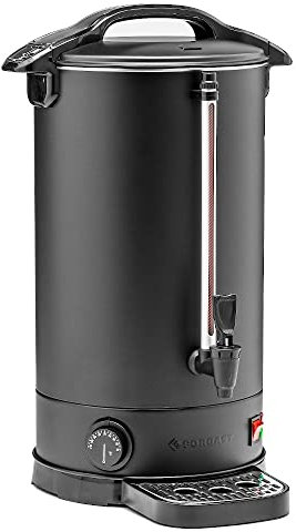 Forgast Cafetera Profesional | Capacidad 13 Litros | Indicador de Nivel | Cafetera Industrial | Elegante Color Negro Mate | Dimensiones 33,5x33,5x56,5 cm | Potencia 1600 W