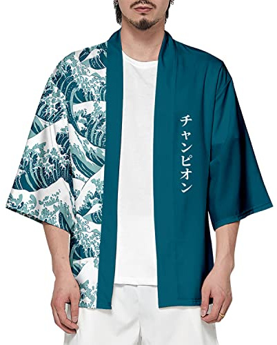 CIZEUR Sommerjacke Mode japanische Herren Jacke Strickjacke Paar Kimono Mantel lässig 3/4 Ärmel