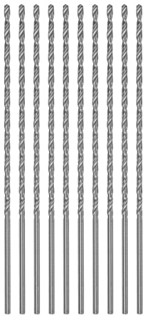 sourcing map 10pcs Extra Long Drill Bits, 2mm HSS Drill Bit with High Speed Steel Straight Shank 100mm Length for Metal Woodwork Plastic Aluminum Alloy