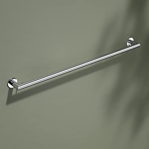 KEUCO Reva Badetuchhalter 80 cm, ohne Bohren, mit Haken, Metall verchromt, Made in Germany, inkl. Klebeset und Schraubset, Handtuchhalter zum Kleben oder Schrauben