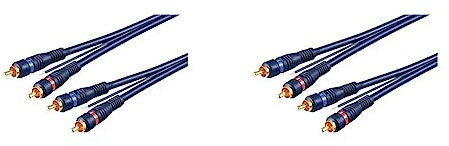goobay 50175 Cavo di Collegamento Stereo HiFi per Auto RCA, a Doppia Schermatura, Blu, 5m Lunghezza del Cavo (Confezione da 2)