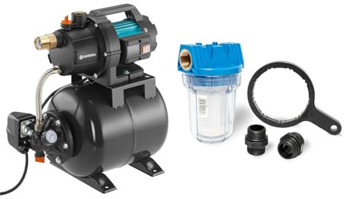 Gardena Hauswasserwerk 3700/4: Pumpe zur Hauswasserversorgung mit 19l Tank & Güde 94460 Schmutzfilter Kurz Sandfilter Vorsatzfilter, 1 Stück (1er Pack)