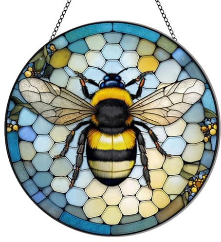 MATIHAY Bee Acrylic Window Hangings, Honeycomb Bumble Bee Decor Birthday Party Decorations Bee Gifts for Mom Grandma Bee Lovers, Housewarming Gift (L)
