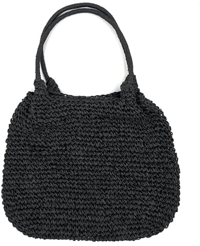 stylx Korbtaschen UNI Damen Stroh Umhängetasche Mori EIN-Schulter-Strohsack Handgewebte Basttasche Korbtasche Sommer Strand Geldbörse Frauen Weben Handtasche für Arbeit Reise Outdoor