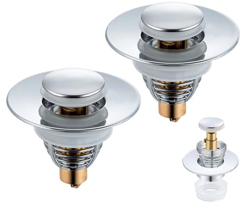 WUBAYI Universal Sink Plug Replacement,Pop Up Sink Hole Plug Cover with Strainer for 32-42mm Drain Holes,Push Type Sink Strainer for Kitchen and Bathroom,Bath,Basin