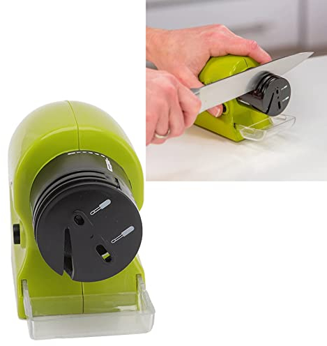 Afilador de Cuchillos y Tijeras, Afilador de Cuchillos Eléctrico con Muela Adamas, Alta Velocidad, Riel Guía Integrado para Cuchillos, Tijeras, Destornilladores