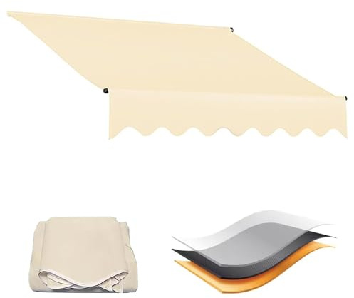 Tela De Repuesto for Toldo Parte, Telas for Toldos, Resistente A Los Rayos UV, Dosel Lona Recambio Jardín Patio Terraza Balcón Parasol Refugio Impermeable, 2/3/4/5m, Gris/Beige(Beige,(8.2x6.5ft)2.5x2m