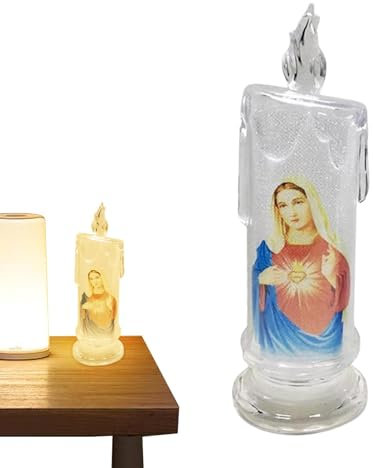Candele senza fiamma di preghiera, LED di Cristo,Luce di Gesù LED senza fiamma a batteria - Candelina creativa di Cristo, decorazione decorativa multifunzionale della chiesa per la sala da