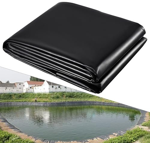 HonGien Pond Liner High Tensile Waterproof Pond Liners Ideal for Fish Ponds Lotus Ponds Aquaculture Ponds Fountains Black Heavy Duty HDPE UV Resistance Garden Wildlife Pond Liners(1.2x2.1m)
