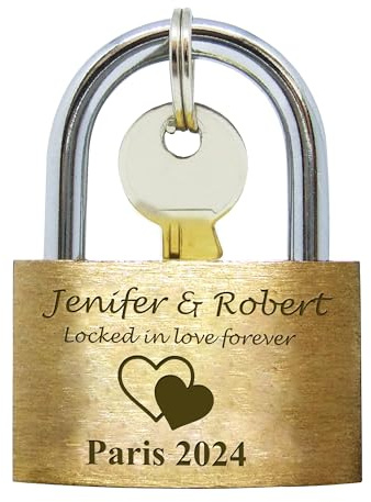 KreateSquare Personalised Engraved Padlock - Romantic Wedding, Anniversary, Valentines Love Gift | Custom 40mm Padlock with Three Key | Comes with Gift Box - Perfect Love Lock for Couples (Deisgn 4)