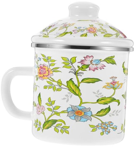 OFFSCH Emaille-becher Mit Henkel Hitzebeständige Kaffeetasse Vintage-design Wasserbecher Für Hause Und Büro Einfach Zu Reinigen Metallbecher Für Picknick Und Outdoorgebrauch