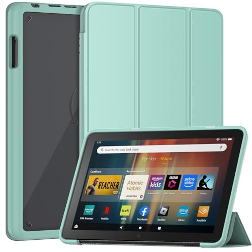 Tripold Hülle für 8 Zoll Tablets, Nicht Passend für Nokia Sony 8 Zoll Tablets, Patamiyar Ultraleichte Smart Stand Hülle mit Auto Ruhe/Aufwach - Hellgrün
