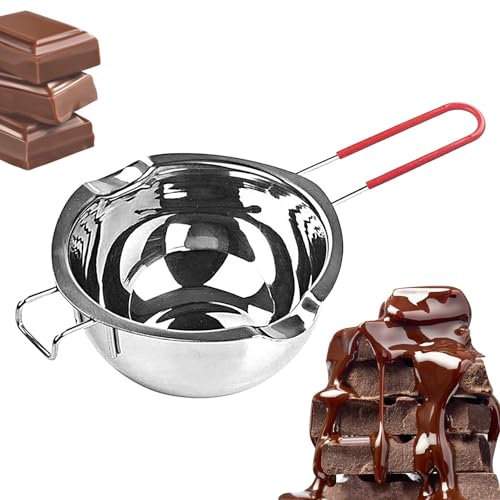 400ml Melting Pot - Double Boiler Melting Pot | Small Pan for Sauces | Chocolate Melting Pot | Stainless Steel Boiler Pot with Double Pour Spouts for Butter Chocolate Candle Wax Cheese