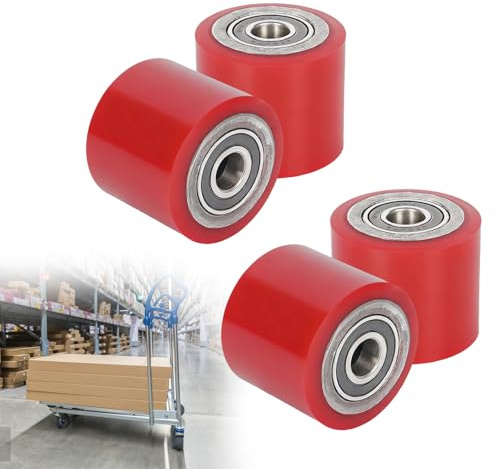 4 Stück Hubwagenrollen Polyurethan 80 x 60 mm, Achse 20 mm inkl. Kugellager, Hubwagenrolle Laufrolle Ersatzrolle Max. Belastung 600 KG, Rollen für Hubwagen (80x70mm)