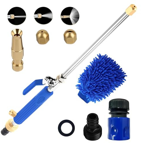 Pressure Washer, Hillylolly Lancia Acqua ad Alta Pressione Lavaggio, Pistola ad Acqua ad Alta Pressione, Getto d Acqua per Pulizia, Pulitore, Bacchetta Idropulitrice, per Tubo Acqua (Blu 3)