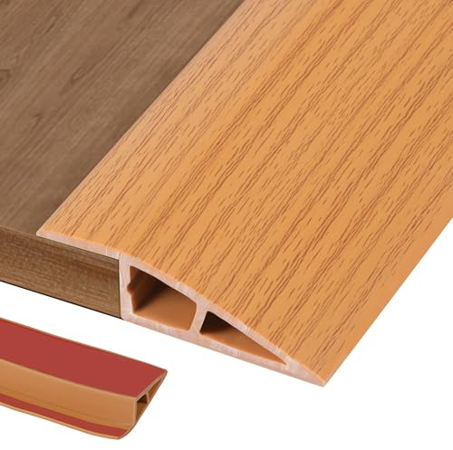 1M PVC Türschwellen Leiste Selbstklebend 10-15mm(H),Übergangsprofil,Boden-Leiste,Übergangsleiste Boden Schwellenleiste und Kanten,Abdeckleiste für Laminate Schwellen,Gelbe Holzmaserung