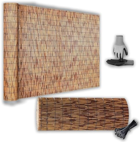 Schilfrohrmatten Bambus-Sichtschutz 60 70 80 90 100 120 140 160cm Hoch Schilf Sichtschutz Natürliches Schilfzaun Bambusmatte Mit 200 Zip Ties for Balkon Terrasse Garten