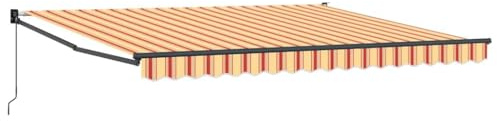 vidaXL Toldo Manual retráctil 400 x 300 cm en Rayas marrón y Rojo, Resistente al Agua y con protección UV. Ideal para Dar Sombra en el jardín, Patio o terraza Exteriores y pérgolas AJ