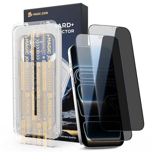 MAGIC JOHN 3rd Gen for iPhone 17 Pro Privacy Screen Protector, 2 Pack | 28° Anti-Spy, 9H Tempered Glass, Easy Installation, Bubble Free, 1:1 Full Coverage, Auto Dust-Elimination, Anti Scratch