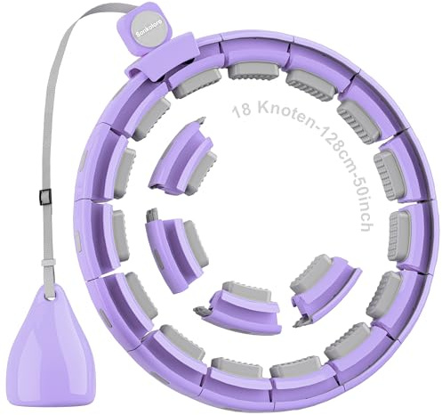 Smart Fitness Hoop Reifen mit Taillenband für Erwachsene & Anfänger – Leiser Hula-Hoop zum Abnehmen, mit Gewichtskugel und Noppen, Fitness Hoop, der Nicht herunterfällt (Violett)